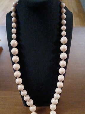 Long Neutral Cream Beaded Necklace - Women Jewelry